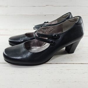ECCO Womens Black Mary Jane Leather‎ Pumps Heel Double Strap EU 41 US 10-10.5
